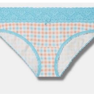 NWT Torrid 2X - 18 20 Cotton Mid-Rise Bikini Lace Trim Panty Blue Orange White